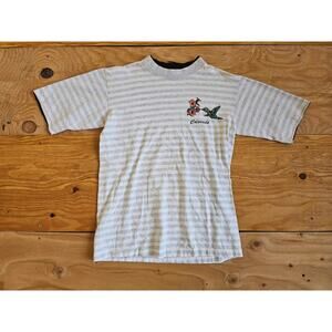 Colorado Hummingbird Flower T-Shirt Striped Gray Sz M 1990s